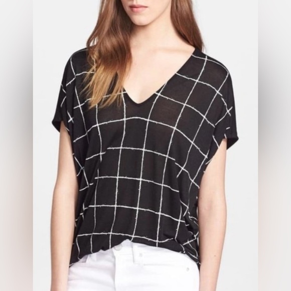 Vince Tops - Vince Windowpane tee Black and white small